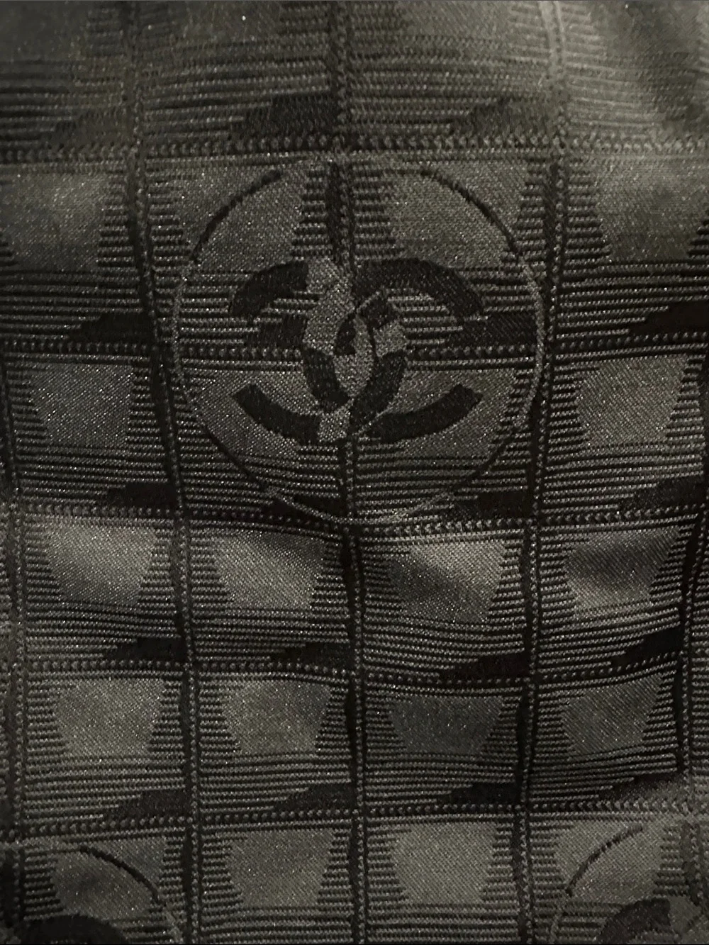 Authentic CHANEL Travel Line Black CC Jacquard Tote Bag + COA